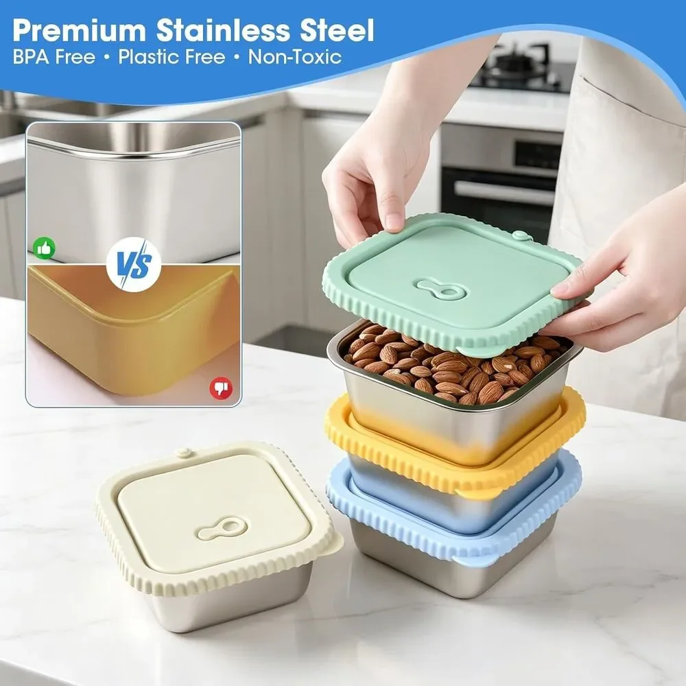 2 Pack 32oz Stainless Steel Food Storage Containers Leakproof Airtight BPA Free
